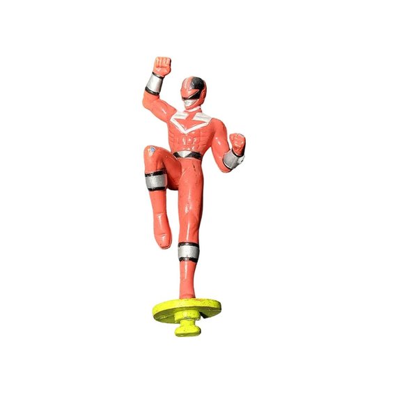 Red Power Ranger Figure with Green Base Action Figure Toy Super Hero - Picture 1 of 7